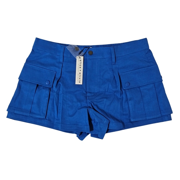 Alice + Olivia Jolette Cargo Shorts Women 12 French Blue NWT 💙 - Picture 1 of 8